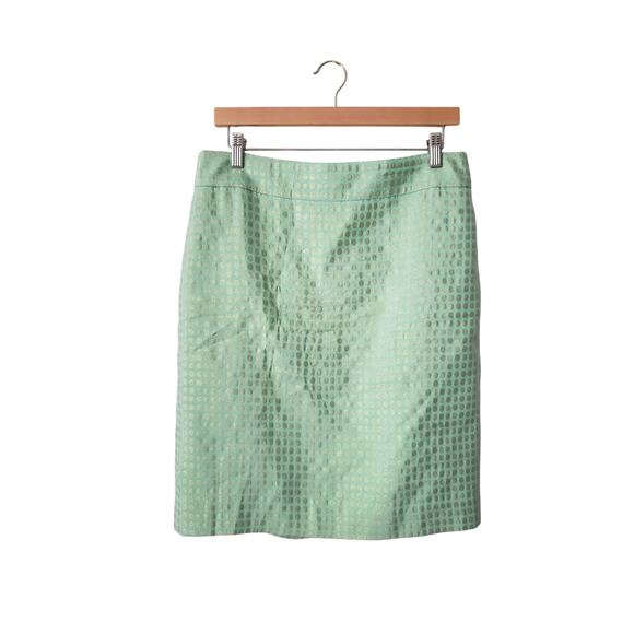J Crew Green Gold Dazzling Dots Silk Blend Pencil Skirt Size 10 - Picture 1 of 9